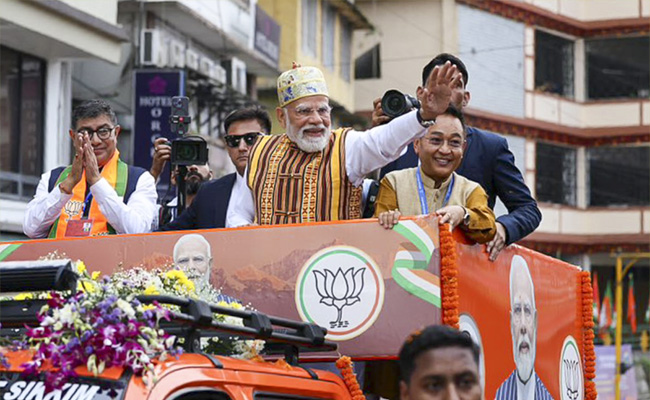 PM leads mega roadshow in Sikkim, to attend celebrations marking 50 years of statehood on Tuesday